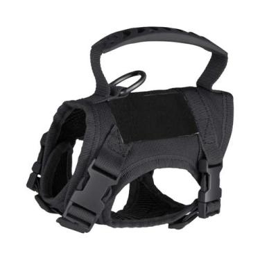 Imagem de Colete Peitoral Tático Ajustável Cáqui Com Guia Para Cães E Gatos Pequ