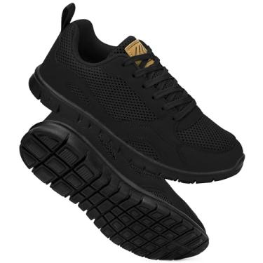 Imagem de Ecetana Tênis feminino para caminhada, tênis confortável, leve, respirável, casual, antiderrapante para o trabalho diário, Allblack, 37