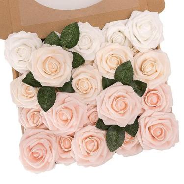 Imagem de Flores Artificiales N&T NIETING Rosas Falsas 25 Piezas Rosa Blush