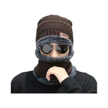 Imagem de Conjunto De Gorro E Cachecol De Inverno, Tecido Grosso, À Prova De Ven
