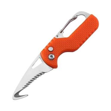 Imagem de Canivete Portátil Multifuncional Preto E Laranja Com Gancho Serrilhado