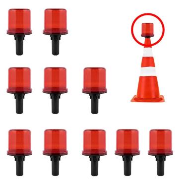 Imagem de Sinalizador Solar Kit 10 Sinalizacao Estrada Transito Rodovia Cone Alerta Emergencia Aviso