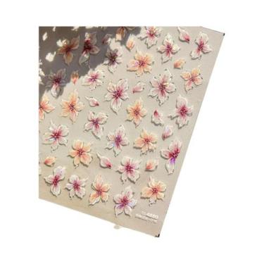 Imagem de Adesivos De Unha 5D Autoadesivos Com Pétalas De Flor Branca, Flor De C