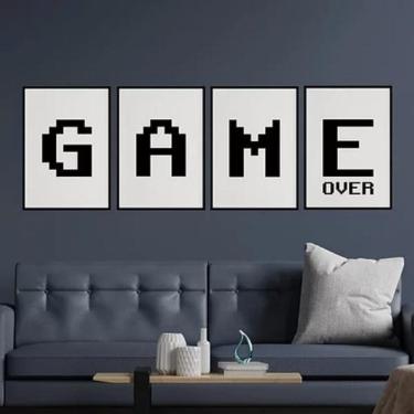 Imagem de Kit Quadros Game Over Preto E Branco 45X34Cm - 4 Peças