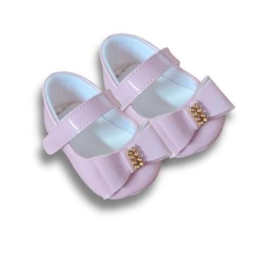 Imagem de Sapatinho Sapatilha Bebê Menina Calçado Social Rosa Recem Nascido - Sa