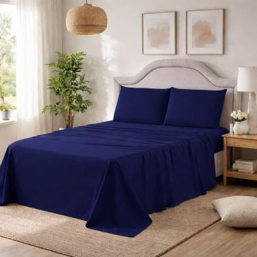 Imagem de Jogo Lençol King 400 Fios Micropercal 4 Peças – Conforto Toque Sedoso