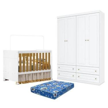 Imagem de Berço Americano Katatau Branco Acetinado Savana - Reller e Guarda Roup