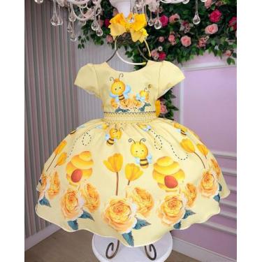 Imagem de Vestido Infantil Temático Abelha Abelhinha para Crianças - Kids - Fabu