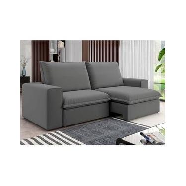 Imagem de Sofá 5 Lugares Luizzi Greco Retrátil, Reclinável e Revestido em Tecido Veludo Slim 290cm Largura Cinza