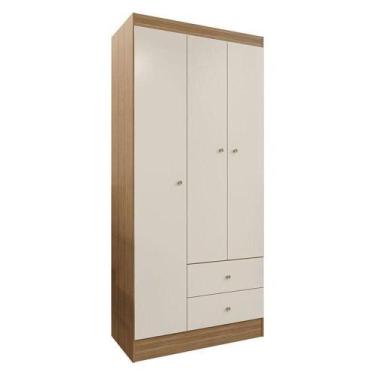 Imagem de Guarda Roupa Solteiro Versa 3 Portas Freijó Off White Fosco - Kits Par