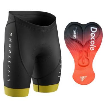 Imagem de Bermuda Ciclismo Livestrong Forro Gel -, Preto, GG