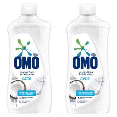 Imagem de Kit 2 Lava-Roupas Omo Líquido Roupas Finas e Delicadas Coco 900ml