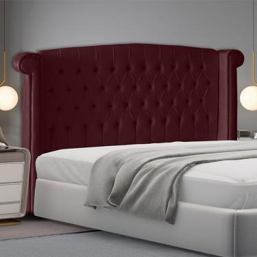 Imagem de Cabeceira para Cama Box Toquio Casal Queen Suede Capitonê 160x133x26 cm Bordô Do Lar Mó...