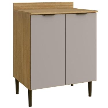 Imagem de Balcão de Cozinha 2 Portas Casamia Ibiza MDF, Freijó e Cinza 70 cm