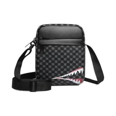 Imagem de Bolsa Transversal Masculina Com Estampa Xadrez, Alça Ajustável, Uso Di