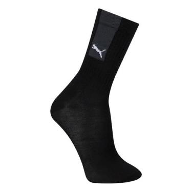 Imagem de Meia Puma Cano Longo Esportiva Masculina, Preto, Branco, 39/43