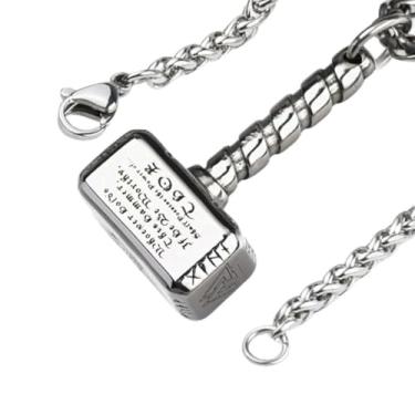 Imagem de Colar Masculino Martelo de Thor em Aço Inoxidável – Pingente Mjolnir, Poder Deuses Nórdicos – Cordão Celta Prata Acessório Para Homens, Presente Viking Com Espirito Guerreiro, Amuleto de Coragem