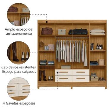 Imagem de Guarda Roupas Casal 8 Portas Freijó/off White - MOVAL MOVÉIS