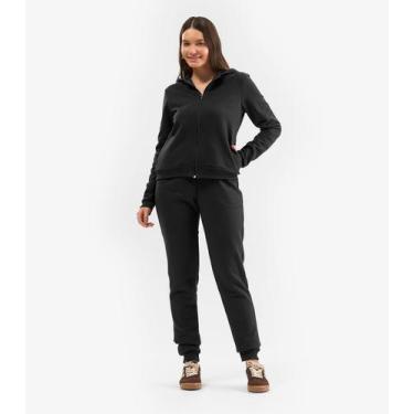 Imagem de Calça Feminina Jogger Em Moletom Peluciado Rovitex Preto, PP, Preto