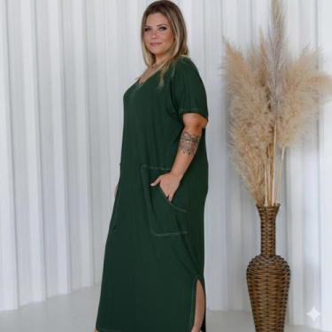 Imagem de Vestido Feminino Longo Com Bolso Sobreposto Plus Size - Rosana Farcait