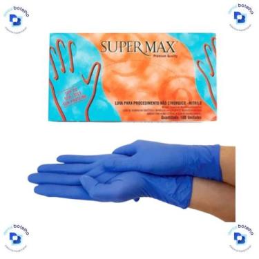Imagem de Luva de Procedimento Nitrílica Blue Sem Pó - Supermax, Tam G