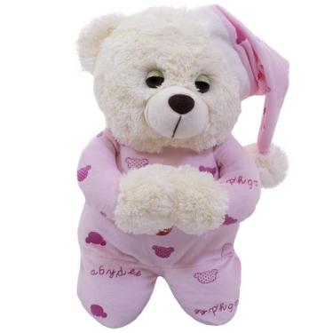 Imagem de Urso Pijama Rosa Reza 31cm - Pelúcia Certificada INMETRO - Fofy Toys