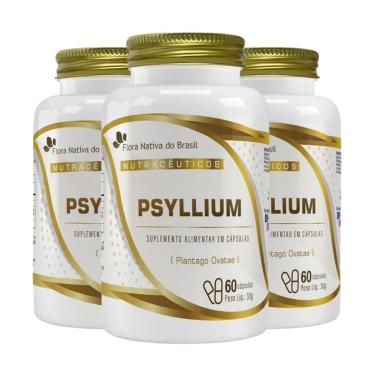 Imagem de Kit 3x Psyllium 500mg 60 Capsulas Flora Nativa-Unissex
