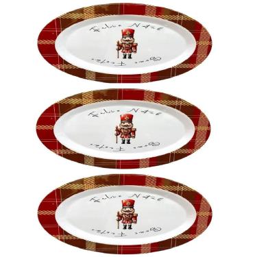 Imagem de Conjunto 3 Travessas Oval Em Melamina de Natal 35x25cm