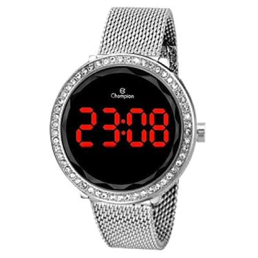 Imagem de Relógio CHAMPION feminino digital prata strass CH48037T