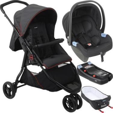 Imagem de Carrinho com Moises Bebe Conforto Base Burigotto CR3 22 Gray Red