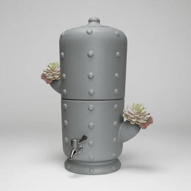 Imagem de Filtro De Barro Purificador Agua Bebedouro Cacto Cinza 6l