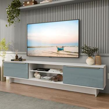 Imagem de Rack para TV até 80 Polegadas 218 cm 2 Portas Lux Madesa, Branco/Cinza