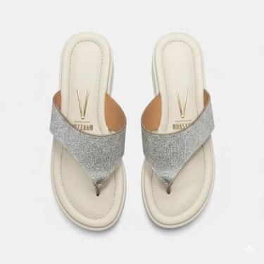 Imagem de Tamanco De Dedo Flatform Vizzano Strass Brilho 6492.331, Prata, 38
