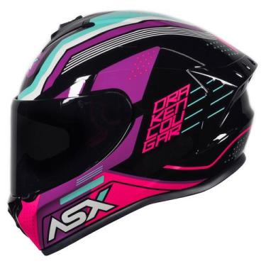 Imagem de Capacete Feminino ASX Draken Cougar Rosa e Tiffany Brilhante, 62, Rosa
