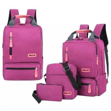 Imagem de Kit Mochila + Bolsa + Bag Nylon Masculino Feminino Escolar - RealFone,