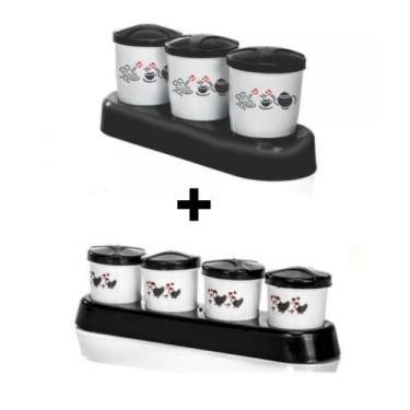 Imagem de Porta Tempero Kit Com 2 Conjuntos De 3/4 peças - ERCA PLAST