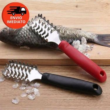 Imagem de Descamador Escamador Peixe Limpador Inox Remove Escamas Cabo Plástico 