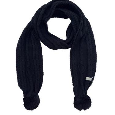 Imagem de Cachecol de Tricô Para Meninas Com Pompom Preto - Tricô Kids, P, Preto