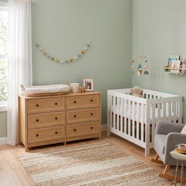 Imagem de Conjunto Quarto de Bebê Berço + Cômoda BBI-56 MDP Colchão Não Incluso Branco Ditália Móveis 70CM