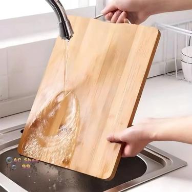 Imagem de Tábua de Corte MR1054 com Alça Metálica em Bambu Resistente para Cozinha Marrom Hanae Mori 22CM 20X30CM