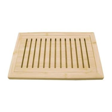 Imagem de Tábua Corte Migalheira Pão Bambu Bandeja Café Manhã 38x25cm Cozinha Mu