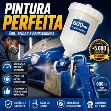 Imagem de Pistola De Pintura Metal 600ml Bramix Oficinas Funilarias Pintura Auto