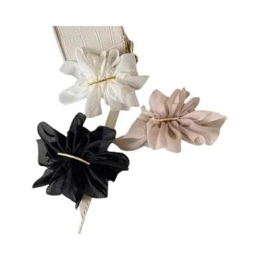 Imagem de Presilhas De Cabelo Grandes Femininas Para Primavera, Em Metal Com Flo
