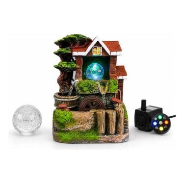 Imagem de Fonte Água Jardim LED Bivolt Artesanal Bolinha Giratória Feng Shui Boa