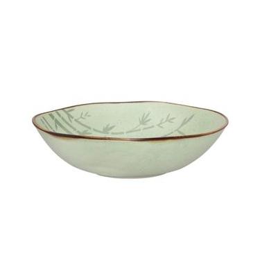 Imagem de Saladeira Ryo Bambu Porcelana Acabamento Fosco Uso Mesa Verde e Marrom Oxford 1,6L