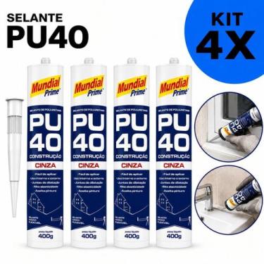 Imagem de Kit 4 Adesivo Selante PU 40 Cinza Mundial Prime 400ML, Único