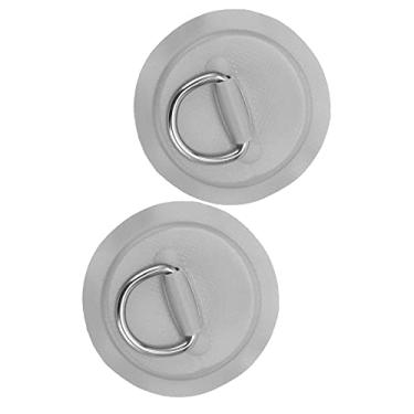 Imagem de Remendo de PVC D, 2pcs D-Ring remendo reutilizável longa vida útil Durável para PVC inflável barco caiaque canoa para racks de tejadilho reboques lençóis de solo(cinza)