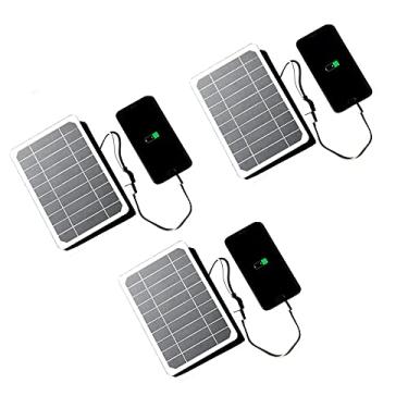 Imagem de GQYYS Painel solar USB 5W portátil ultra fino monocristalino silicone painel solar carregador porta USB para celular ao ar livre, acampamento, escalada, caminhada