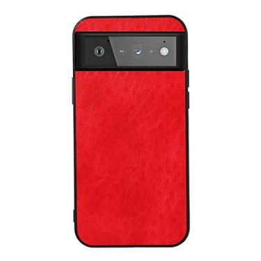 Imagem de Capa para Google Pixel 6/6 Pro, capa protetora de couro premium à prova de choque antiarranhões capa protetora ultrafina, vermelha, 6 de 6,4 polegadas