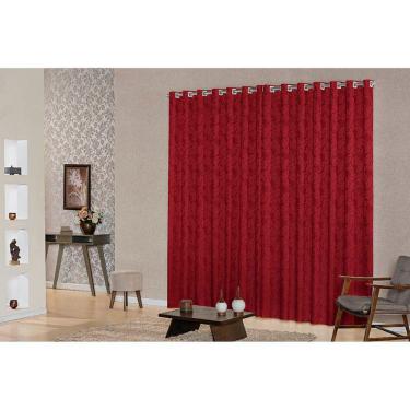 Imagem de cortina sala jacquard semi blackout vermelho 3,00x2,50